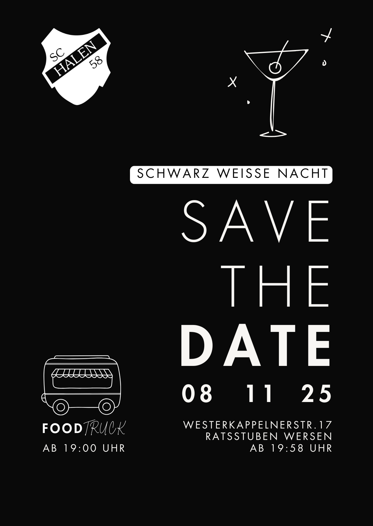 Black and White Minimal Illustration 21st Birthday Invitation
